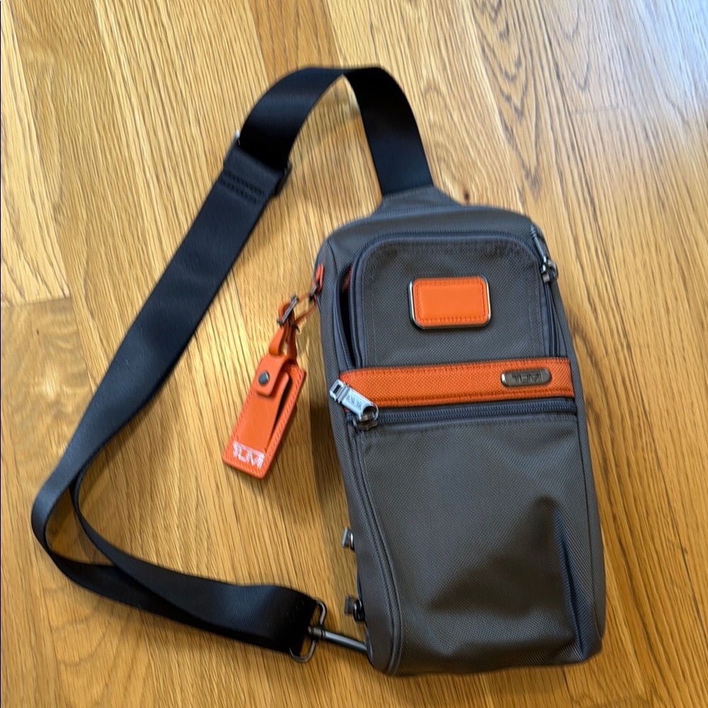 Tumi Gray and Orange Men's Crossbody Bag